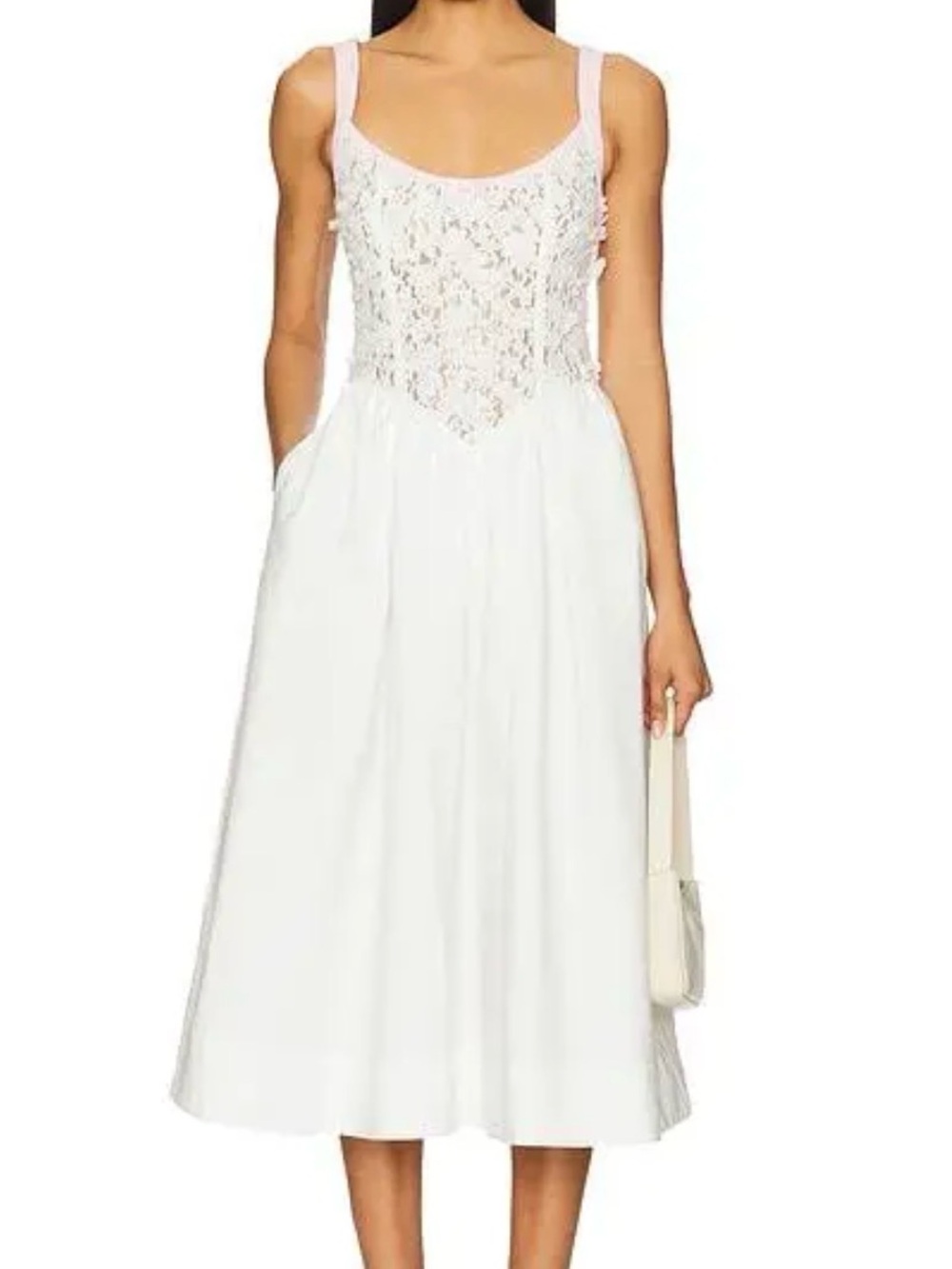NWT For Love And Lemons Blossom Lace Midi Dress in White Sz Medium